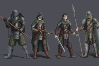 draw a character, character sheet in 2d animation style