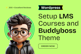 build wordpress lms website with learndash, buddyboss