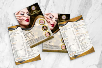 design flyer, spa, salon, gym, restaurant menu or any services price list