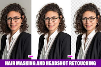 do advanced hair masking, model background change, headshot retouching