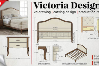 draw 2d furniture drawings for carpentry production