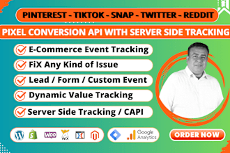 setup pixel capi and server side for snapchat, tiktok,and pinterest tag with GTM