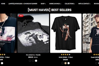 design luxury anime clothing shopify website boutique fashion dropshipping store