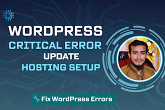 fix wordpress critical error, update, hosting setup