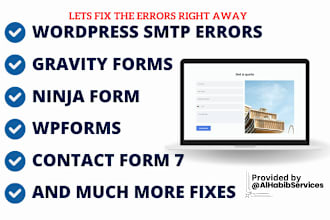 fix wordpress smtp errors, gravity forms, ninja form, contact form 7, wpforms