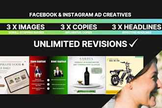 design facebook ad creative images, copies and headlines