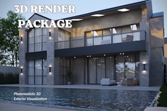 photorealistic 3d exterior visualization   architectural concept