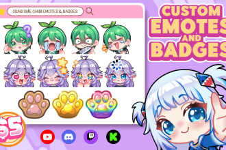 make custom twitch emotes, sub badges or sticker for vtuber