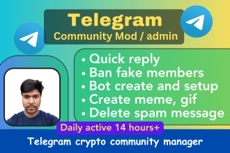 be telegram community manager for your crypto project