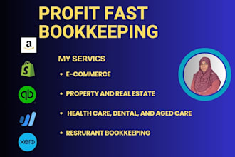 do ecommerce, healthcare, resturant bookkeeping using quickbooks,xero