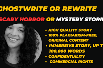 ghostwrite or rewrite scary horror mystery novel