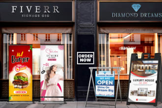 design eyecatching yards, rollups, billboards, banners and decal designs