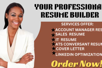 craft you a sales resume, account manager resume, CV, cover letter, linkedin