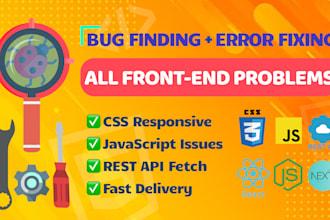 find and fix HTML, CSS website bugs, errors, responsive issues in 1 hr