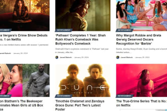 write engaging entertainment, box office, film news, TV content