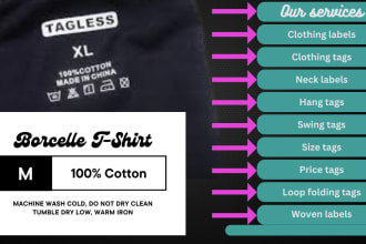 create neck tag hem tag hang tag fold loop tag and pricing labels