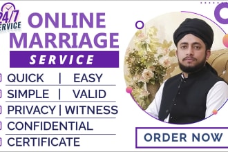 offer online nikah service with witnesses, wakeel, certificate