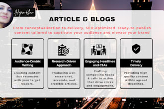 write original, engaging and relatable blog articles for you
