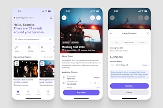 develop event booking app, ticket booking app, hotel booking app, flight booking
