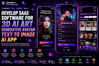 develop  saas software  for 3d ai art generative avatar text to image ai app