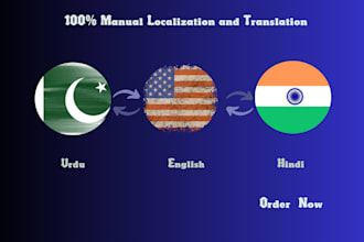 do localization and translation in urdu,english and hindi language