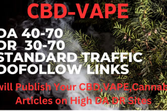 publish your vape,cbd article on high da DR standard traffic sites
