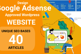 design adsense approved wp niche site with 40 articles