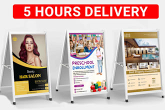do sandwich board, a frame sign, parking signage, car magnet, outdoor print ads