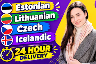translate english to estonian, lithuanian, czech, icelandic