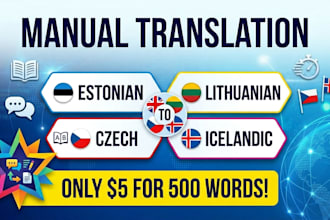 english to czech, lithuanian, icelandic and estonian translation