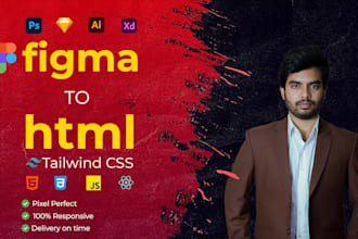 convert figma or PSD to responsive HTML with tailwind CSS