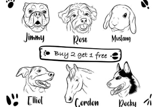 draw your dog, cat, and pet animal line art minimalism