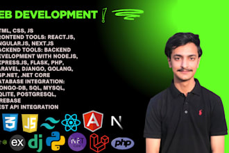 build, debug web apps, website development as full stack dev