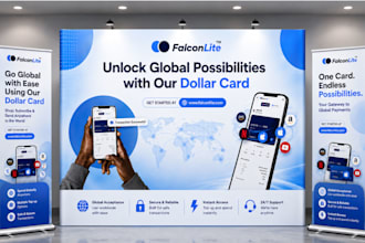 design backdrop, trade show booth and rollup banner