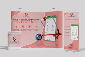 design backdrop trade show booth and rollup banner