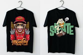 do custom t shirt design and t shirt illustration