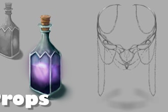do unique fantasy props illustrations for your project