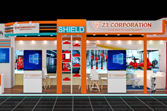 create 3d trade booth, exhibition stand, stall, both, kiosk