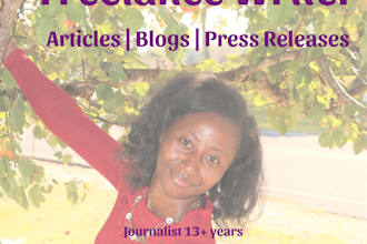 write articles, blogs or press releases for publication