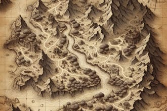 make a beautiful fantasy map in illustration