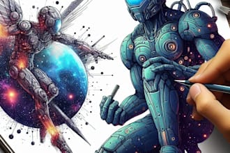 make a sci fi art and sci fi character for you