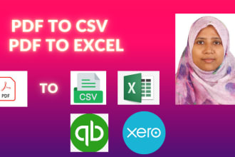 convert bank statement and  PDF to CSV for quickbooks,xero