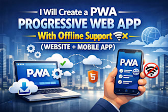 create an pwa, progressive web app with offline support