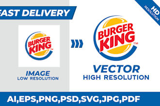convert any raster logo, image to high resolution vector
