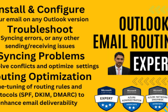 configure, fix any outlook and email routing issues