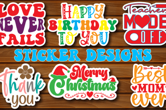 do custom typography sticker designs for you