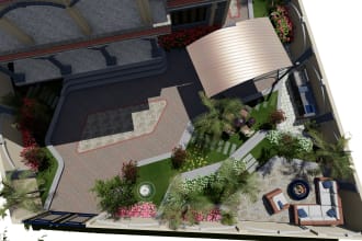3d landscape, backyard, garden, deck, and front yard as a landscape architect