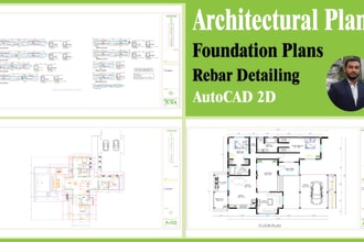 draw foundation plan, structural rebar details in autocad 2d