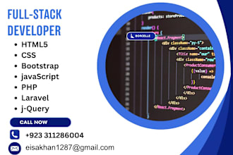 expert in HTML, CSS, javascript front end  PHP laravel for backend development