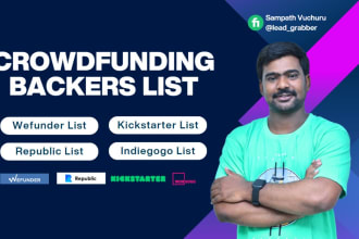 provide crowdfunding investors list from wefunder, kickstarter, and indiegogo